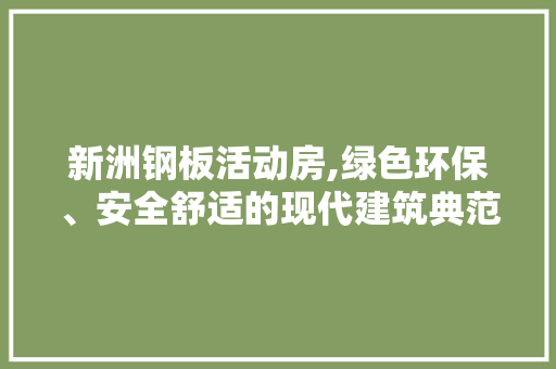 新洲钢板活动房,绿色环保、安全舒适的现代建筑典范