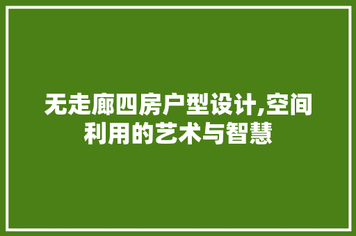 无走廊四房户型设计,空间利用的艺术与智慧