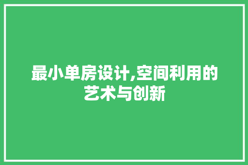 最小单房设计,空间利用的艺术与创新