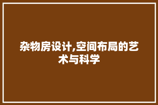 杂物房设计,空间布局的艺术与科学