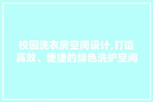 校园洗衣房空间设计,打造高效、便捷的绿色洗护空间