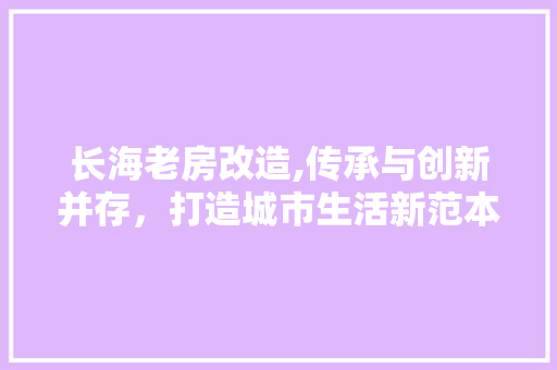 长海老房改造,传承与创新并存，打造城市生活新范本
