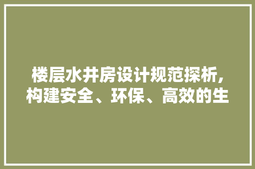 楼层水井房设计规范探析,构建安全、环保、高效的生活空间
