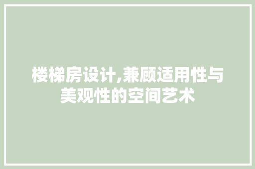 楼梯房设计,兼顾适用性与美观性的空间艺术