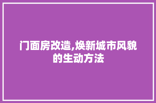 门面房改造,焕新城市风貌的生动方法