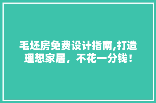 毛坯房免费设计指南,打造理想家居，不花一分钱！