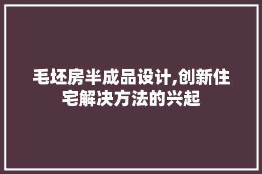 毛坯房半成品设计,创新住宅解决方法的兴起