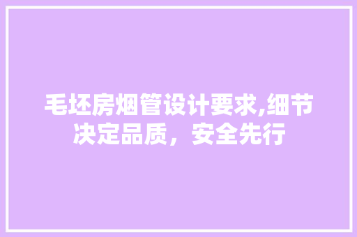毛坯房烟管设计要求,细节决定品质，安全先行
