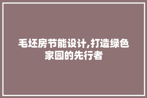 毛坯房节能设计,打造绿色家园的先行者