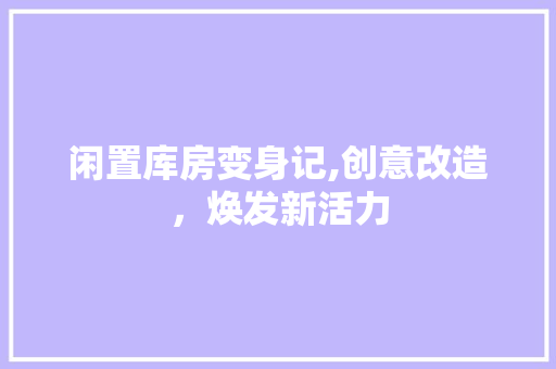 闲置库房变身记,创意改造，焕发新活力