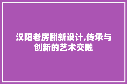 汉阳老房翻新设计,传承与创新的艺术交融
