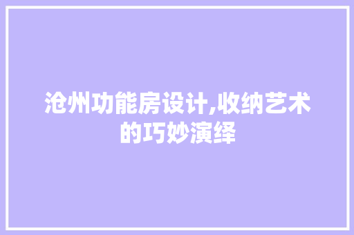 沧州功能房设计,收纳艺术的巧妙演绎