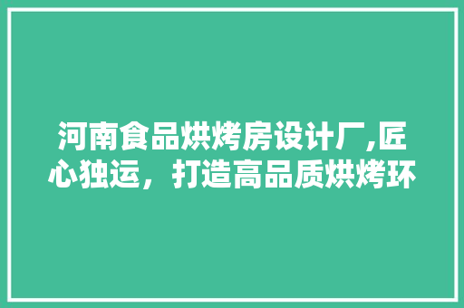 河南食品烘烤房设计厂,匠心独运，打造高品质烘烤环境