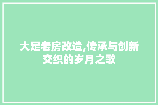大足老房改造,传承与创新交织的岁月之歌
