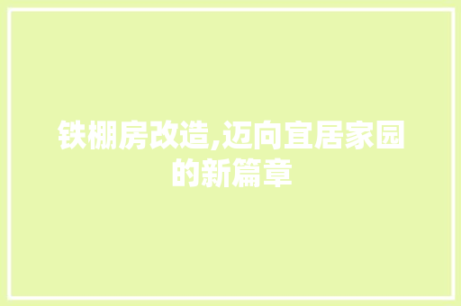 铁棚房改造,迈向宜居家园的新篇章