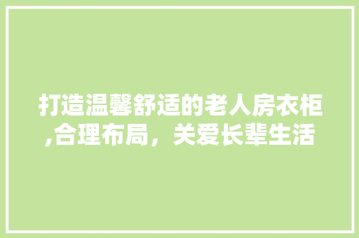 打造温馨舒适的老人房衣柜,合理布局，关爱长辈生活