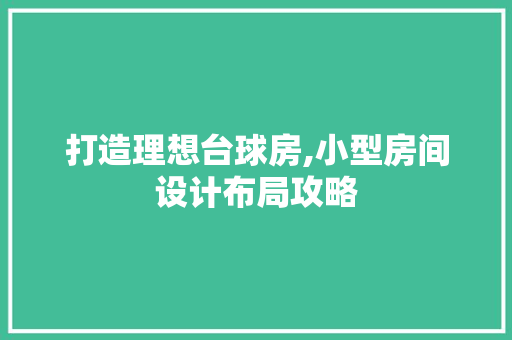打造理想台球房,小型房间设计布局攻略
