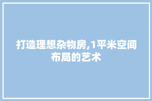打造理想杂物房,1平米空间布局的艺术