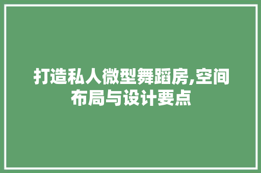 打造私人微型舞蹈房,空间布局与设计要点