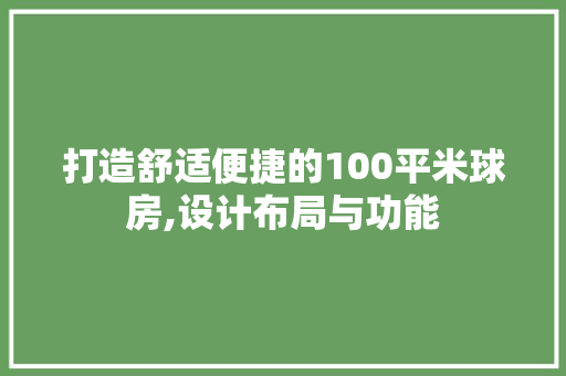 打造舒适便捷的100平米球房,设计布局与功能