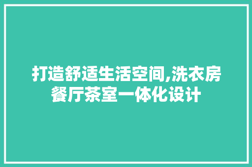 打造舒适生活空间,洗衣房餐厅茶室一体化设计