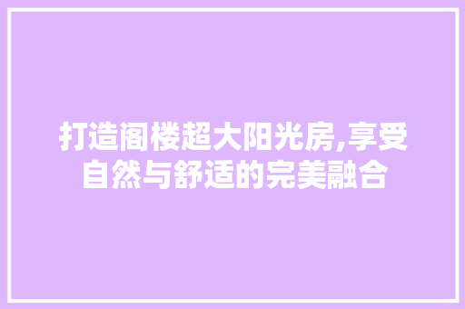 打造阁楼超大阳光房,享受自然与舒适的完美融合