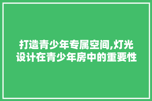 打造青少年专属空间,灯光设计在青少年房中的重要性及方法
