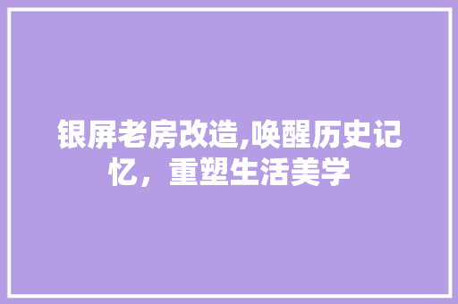 银屏老房改造,唤醒历史记忆，重塑生活美学