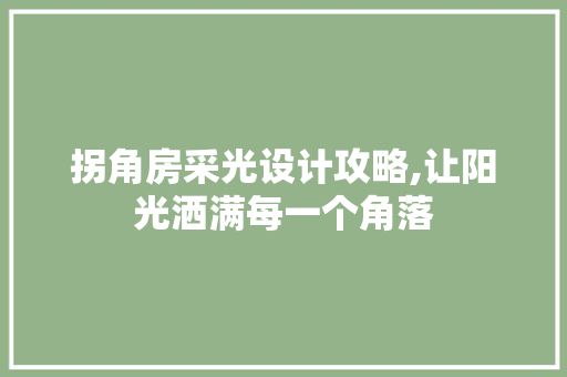 拐角房采光设计攻略,让阳光洒满每一个角落