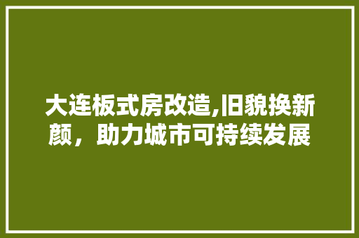 大连板式房改造,旧貌换新颜，助力城市可持续发展