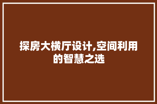 探房大横厅设计,空间利用的智慧之选