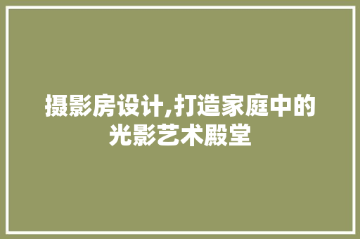 摄影房设计,打造家庭中的光影艺术殿堂