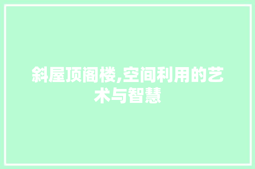 斜屋顶阁楼,空间利用的艺术与智慧