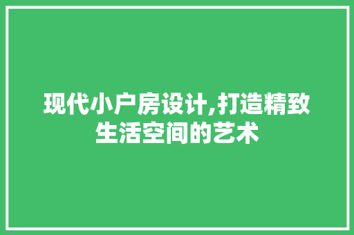 现代小户房设计,打造精致生活空间的艺术