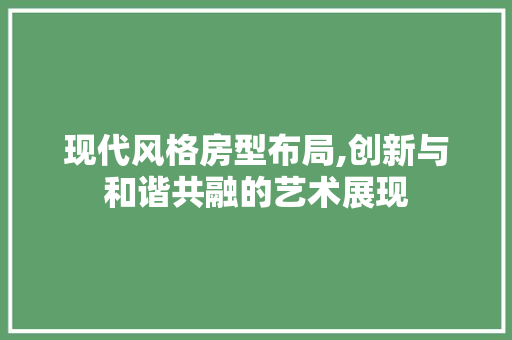 现代风格房型布局,创新与和谐共融的艺术展现