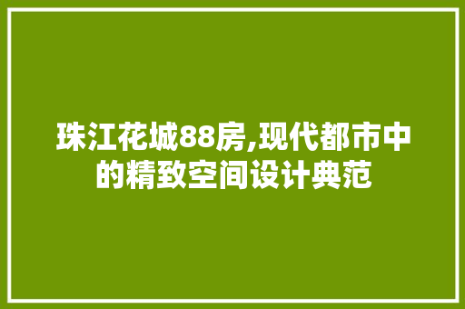 珠江花城88房,现代都市中的精致空间设计典范