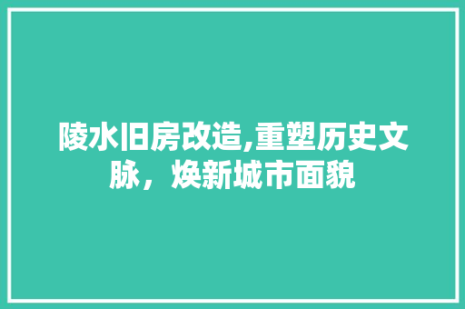 陵水旧房改造,重塑历史文脉，焕新城市面貌