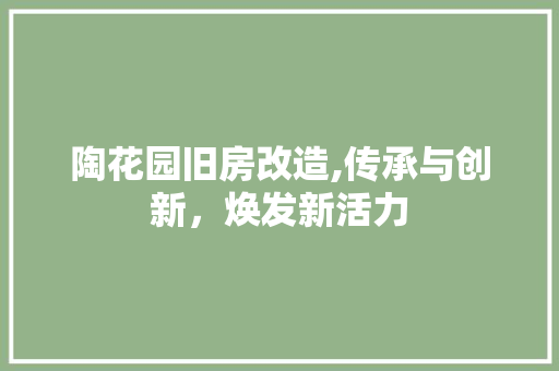陶花园旧房改造,传承与创新，焕发新活力