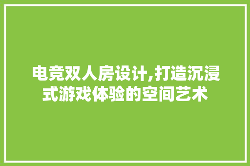 电竞双人房设计,打造沉浸式游戏体验的空间艺术