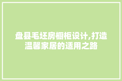 盘县毛坯房橱柜设计,打造温馨家居的适用之路