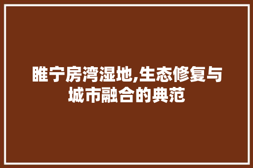 睢宁房湾湿地,生态修复与城市融合的典范