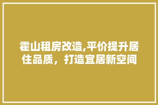 霍山租房改造,平价提升居住品质，打造宜居新空间