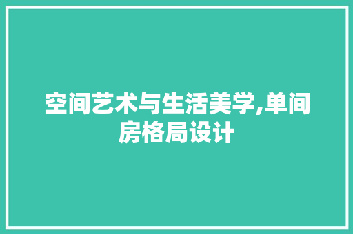 空间艺术与生活美学,单间房格局设计