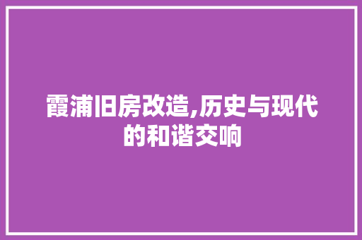 霞浦旧房改造,历史与现代的和谐交响