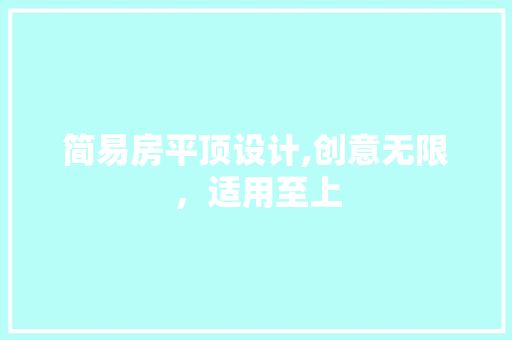 简易房平顶设计,创意无限，适用至上