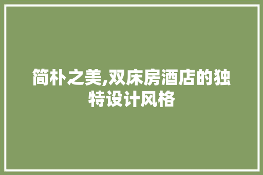 简朴之美,双床房酒店的独特设计风格