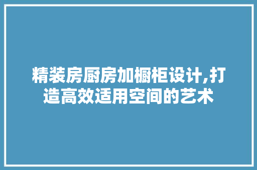 精装房厨房加橱柜设计,打造高效适用空间的艺术