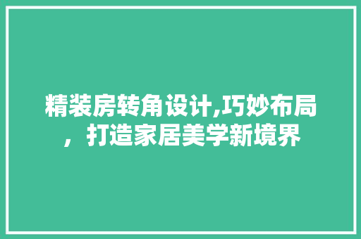 精装房转角设计,巧妙布局，打造家居美学新境界