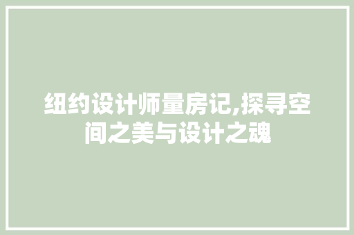 纽约设计师量房记,探寻空间之美与设计之魂
