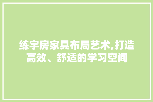 练字房家具布局艺术,打造高效、舒适的学习空间
